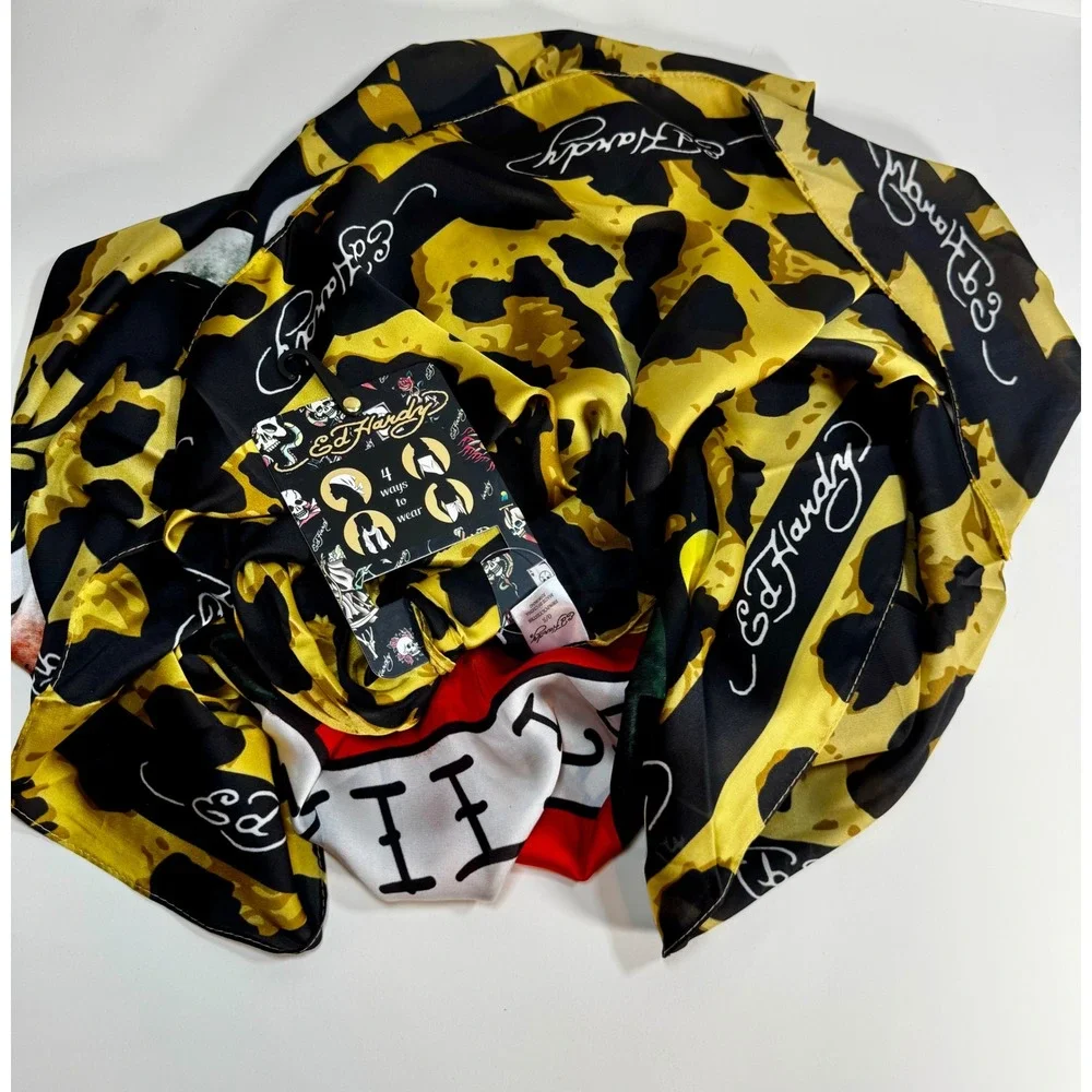 Ed Hardy Scarf Skull‎ Love Kills Slowly Leopard Print Polyester Fashion